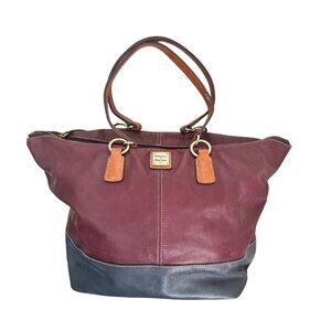 Dooney & Bourke Wexford Leather Becky Tote Maroon Burgundy Navy Brown Bag